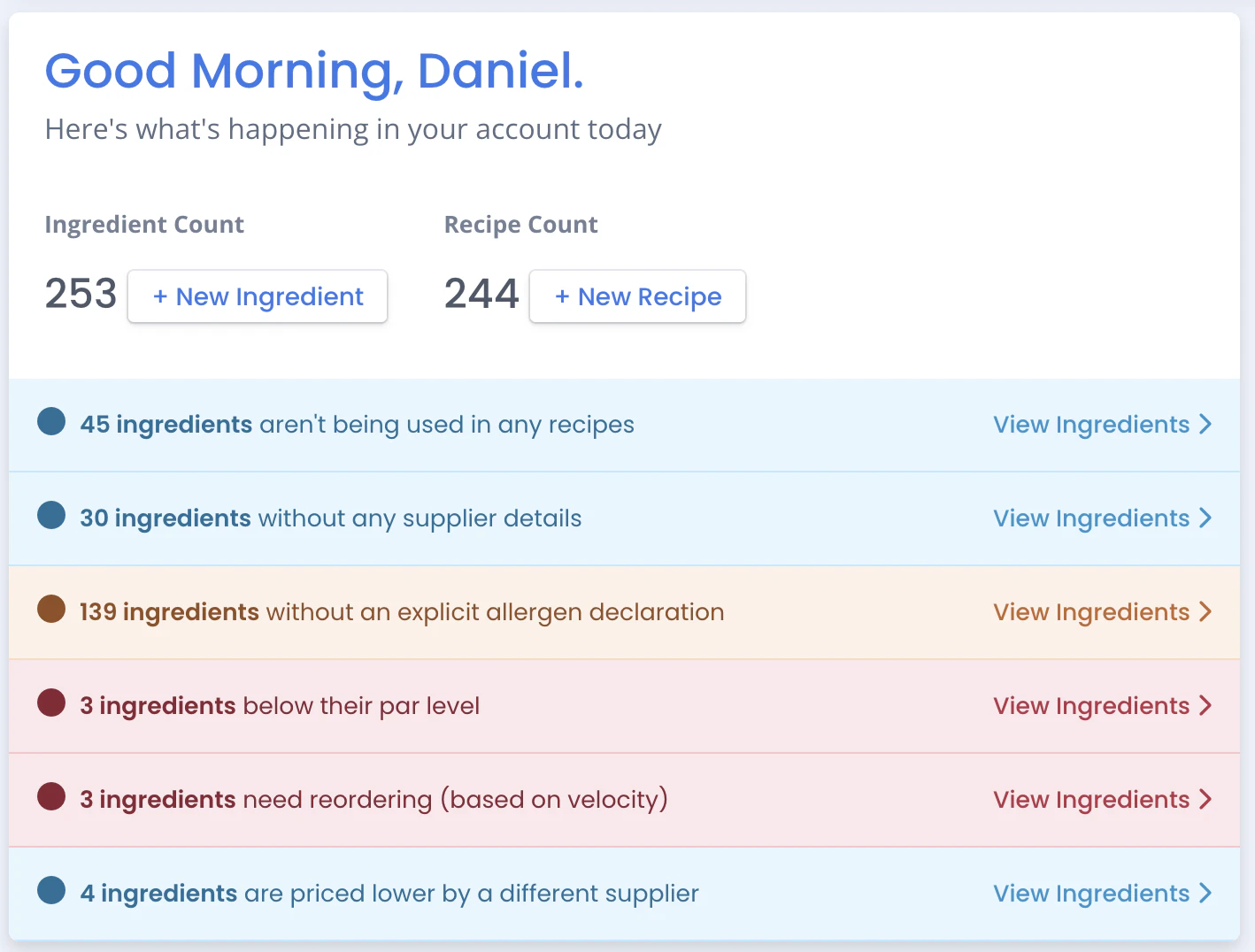screenshot of Recipe Cost Calculator